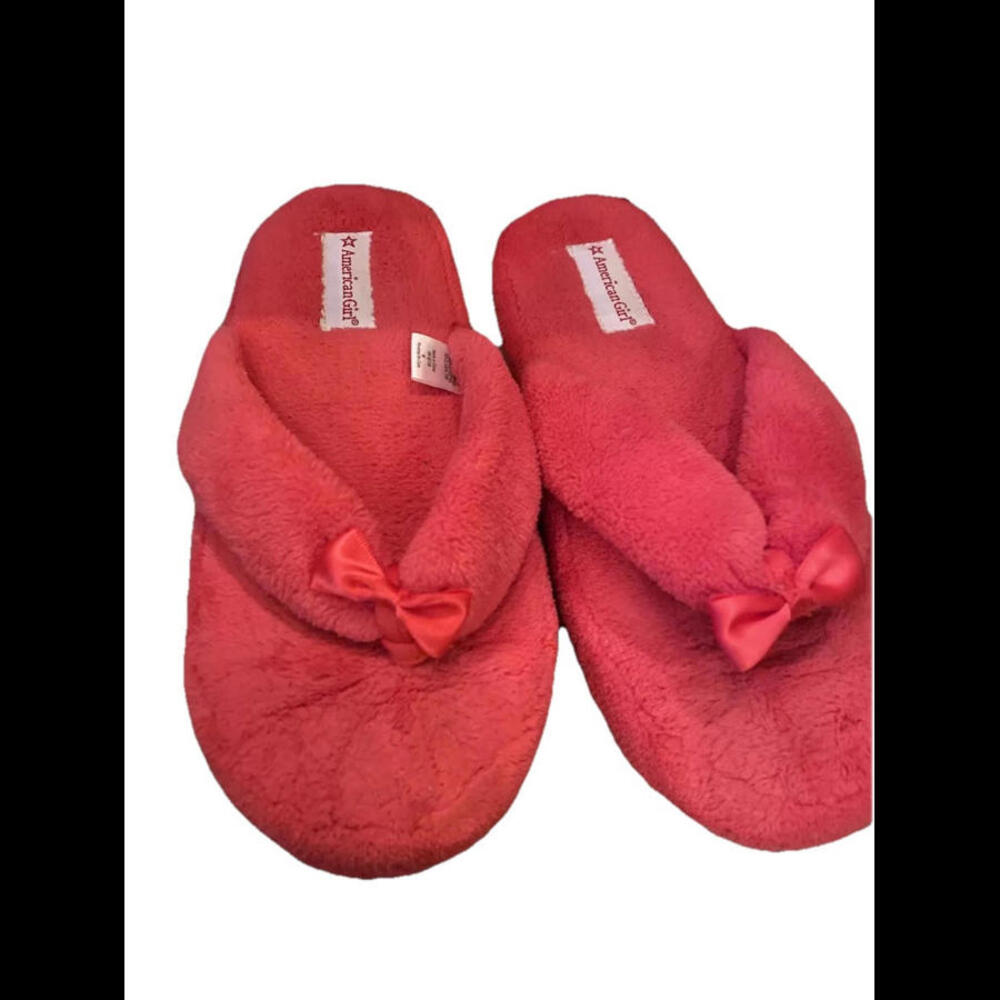❤️❤️❤️American Girl Saige Slippers for Girls Size MEDIUM (3.5-5) Hot PINK Soft